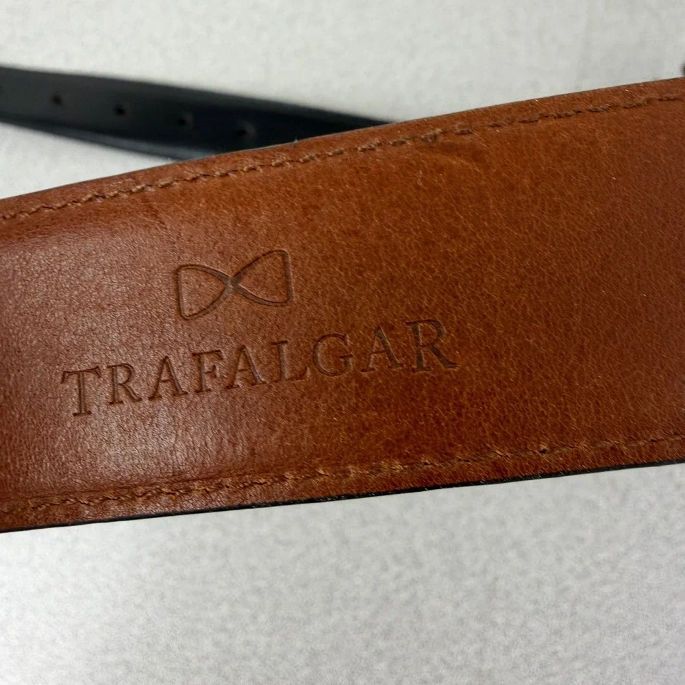 Trafalgar Belt Mens 44 Black Full Grain Leather Dress Handmade in Spain 1.25in